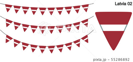 ラトビアの国旗のガーラーンド　ベクターデータ（bunting garland）