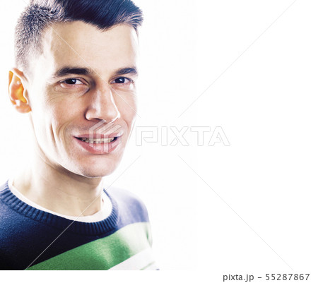 Portrait of a smart serious young man standing against white background. Emotional concept for Portrait of a smart serious young man standing against white background. Emotional concept for 55287867