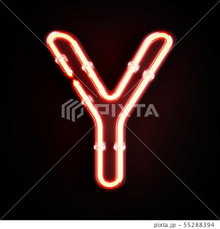 Neon light alphabet character Y font 55288394