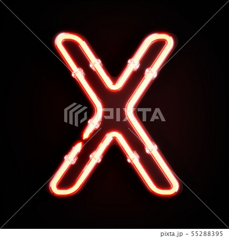Neon light alphabet character X font 55288395