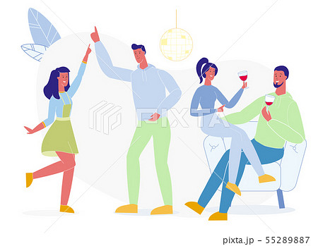 Students Dancing, Drinking Vector Illustration 55289887