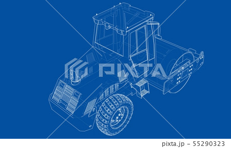 Construction machine. Asphalt compactor vector 55290323