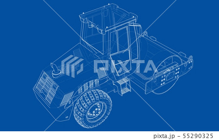 Construction machine. Asphalt compactor vector 55290325