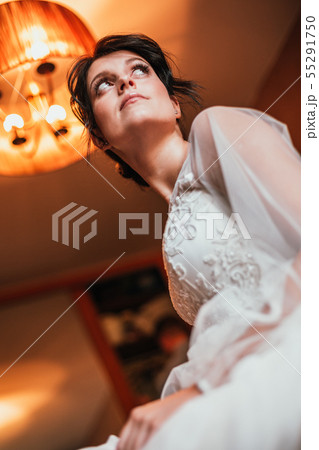 Wedding beauty concept. Portrait of a beautiful elegant bride during wedding gatherings, fabulous Wedding beauty concept. Portrait of a beautiful elegant bride during wedding gatherings, fabulous 55291750