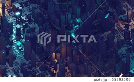 Internet of things. Futuristic technology background, cyberspace game city. 3d rendering 55292506
