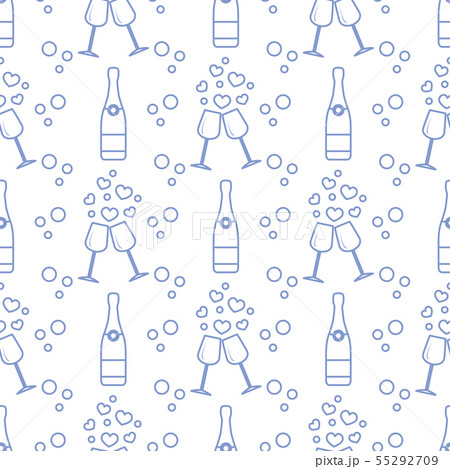 Seamless holiday pattern Hearts, glasses, bottle 55292709