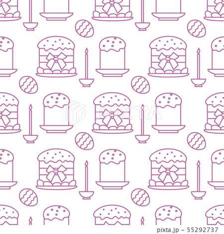 Seamless pattern with Easter cakes, candle, eggs Seamless pattern with Easter cakes, candle, eggs 55292737