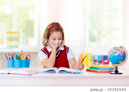 Kids doing homework. Children go back to school. Kids doing homework. Children go back to school. 55292930