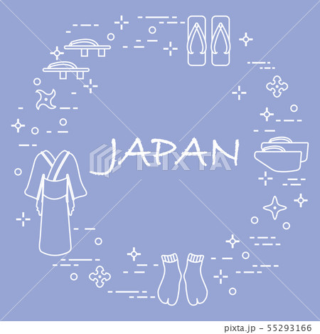 Traditional japanese clothing, shoes and shurikens Traditional japanese clothing, shoes and shurikens 55293166