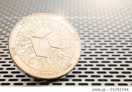 Gold ryptocurrency coin - neo, on background of Gold ryptocurrency coin - neo, on background of 55293346