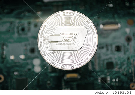silver dash coin, on background of computer 55293351