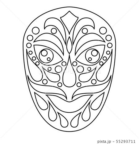 Tribal ethnik mask. Coloring illustration on white Tribal ethnik mask. Coloring illustration on white 55293711