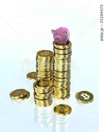 CG 3D イラスト 立体 デザイン 豚の貯金箱 コイン 仮想通貨 経済 ビジネス ビットコイン CG 3D イラスト 立体 デザイン 豚の貯金箱 コイン 仮想通貨 経済 ビジネス ビットコイン 55294473