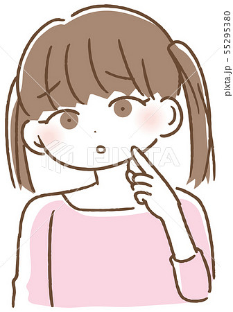 悩む女の子 イラストのイラスト素材