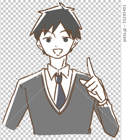 喜ぶ男子高生 イラストのイラスト素材