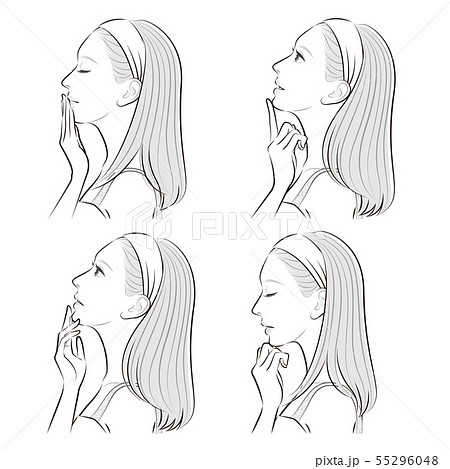 女性の横顔の表情イラストのイラスト素材