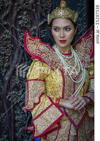 portrait women in myanmar traditional costumes 55297536