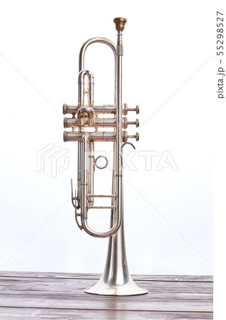 Trumpet instrument over white background. 55298527