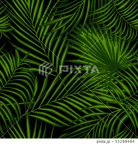 Abstract exotic plant seamless pattern on black 55299484