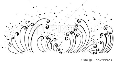 波 波しぶき 手書きイラストのイラスト素材