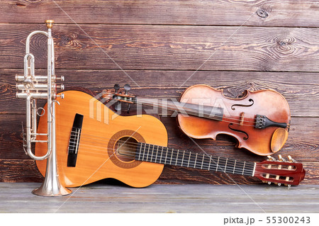 Musical instruments of vintage style. Musical instruments of vintage style. 55300243
