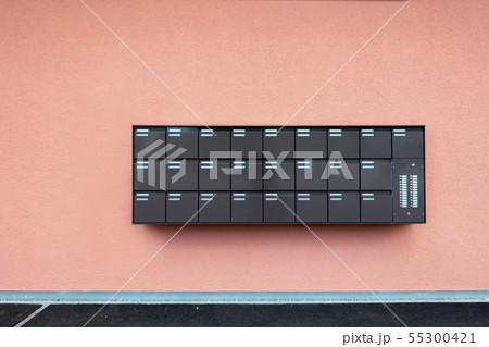 Row of Mailbox Lock Box Cabinet embedded on Wall 55300421