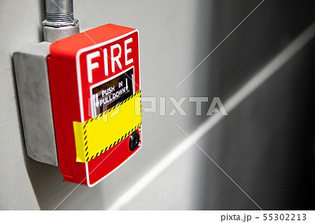 Fire alarm switch on the wall 55302213