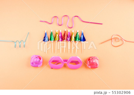 Rainbow shiny cocktail neon umbrellas and straws Rainbow shiny cocktail neon umbrellas and straws 55302906