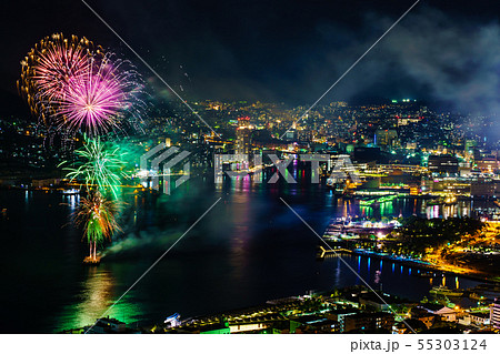 ながさきみなとまつり花火大会　鍋冠山から　【長崎市】 55303124
