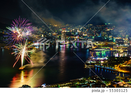 ながさきみなとまつり花火大会　鍋冠山から　【長崎市】 55303125