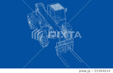 Forklift concept. Vector rendering of 3d Forklift concept. Vector rendering of 3d 55304014