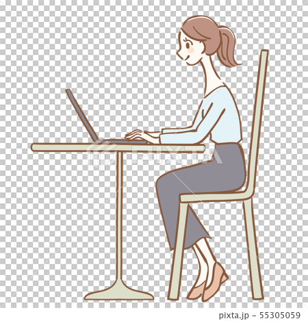 Illustration of a woman working in a cafe 55305059