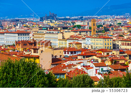 Aerial view of Florence, Italy and Boboli gardens Aerial view of Florence, Italy and Boboli gardens 55306723