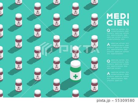 Medicine bottle 3D isometric pattern, Danger 55309580
