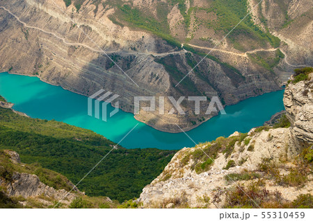Mountain river landscape. Wild turquoise river in  55310459