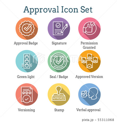Approval and Signature Icon Set with Stamp & 55311068
