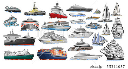 Vector set of different Ships and Boats 55311087