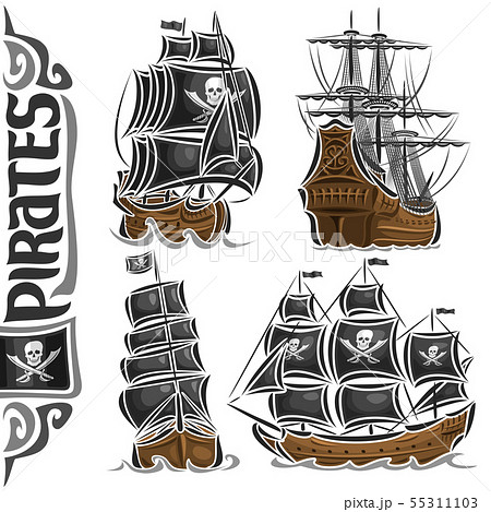 Vector set of variety Pirate Ships 55311103