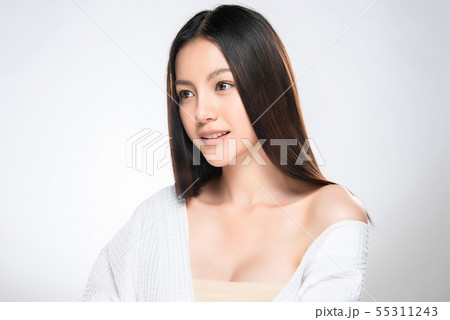 Beautiful Young Asian Woman with Clean Fresh Skin, Beautiful Young Asian Woman with Clean Fresh Skin, 55311243