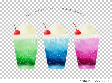 クリームソーダ水彩画 55311287