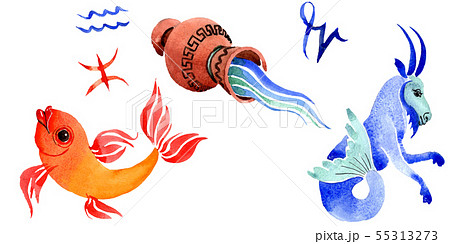 Horoscope zodiac sign, astrology symbol. Watercolor background set. Isolated zodiac illustration Horoscope zodiac sign, astrology symbol. Watercolor background set. Isolated zodiac illustration 55313273