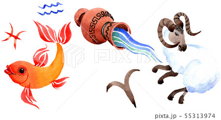 Horoscope zodiac sign, astrology symbol. Watercolor background set. Isolated zodiac illustration 55313974