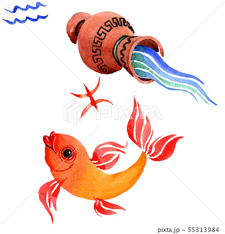 Horoscope zodiac sign, astrology symbol. Watercolor background set. Isolated zodiac illustration 55313984