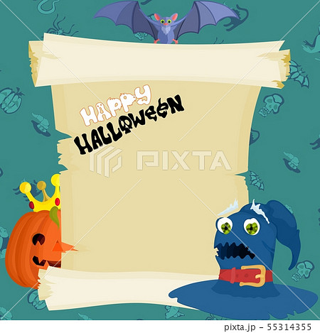 green Halloween poster with papyrus and witch hat green Halloween poster with papyrus and witch hat 55314355