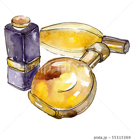 Perfume bottle sketch glamour illustration in a watercolor style isolated element. Watercolour 55315369