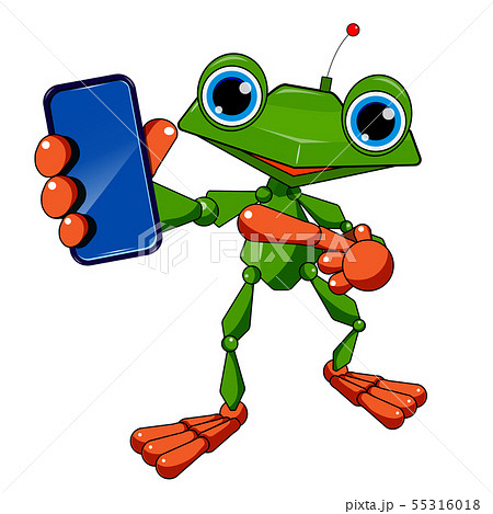 Stock Illustration Robot Frog and Smartphone 55316018