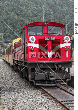 Alishan,taiwan-October 15,2018:The old red Train Alishan,taiwan-October 15,2018:The old red Train 55316420