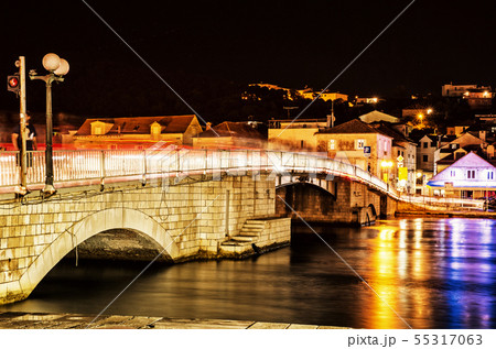 Bridge from Trogir to Ciovo island, Croatia, night 55317063
