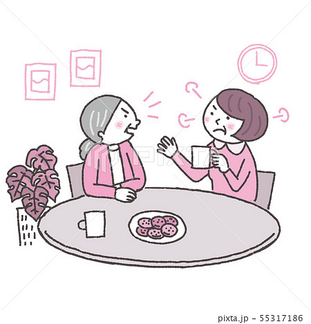 介護 イラスト 話し合う高齢者と娘 ケンカ 2cのイラスト素材 介護 イラスト 話し合う高齢者と娘 ケンカ 2cのイラスト素材