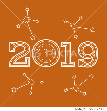 Vector new year background with clock and stars Vector new year background with clock and stars 55317413